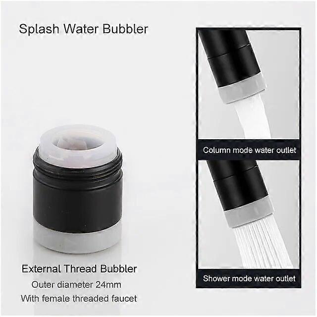 New Style Black Kitchen Faucet Aerator 360 Degree Dual Mode 2 Stream Splash-proof Pressurized Kitchen Faucet Aerator Bubbler