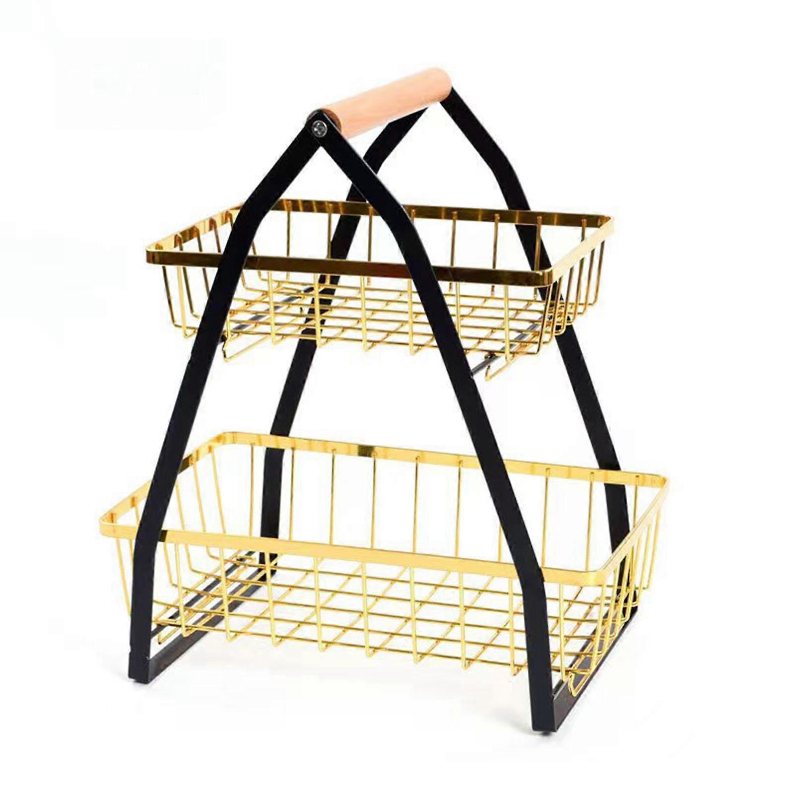 2-Tier Fruit Basket Metal Fruit Storage Basket