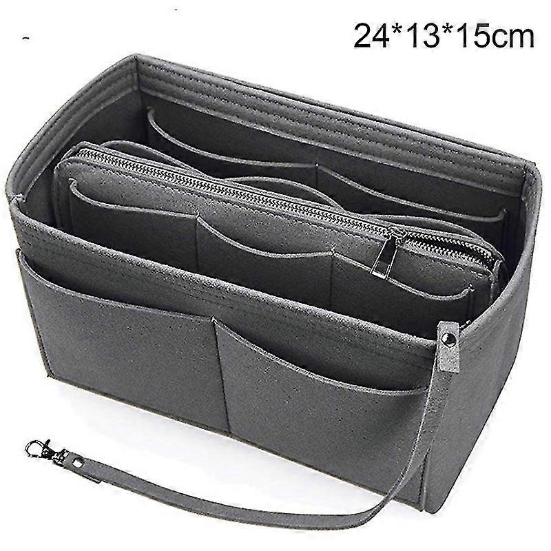 Purse Organizer Insert Felt Bag With Zipper Handbag Tote Shaper Multi Pockets Large Storage Bags