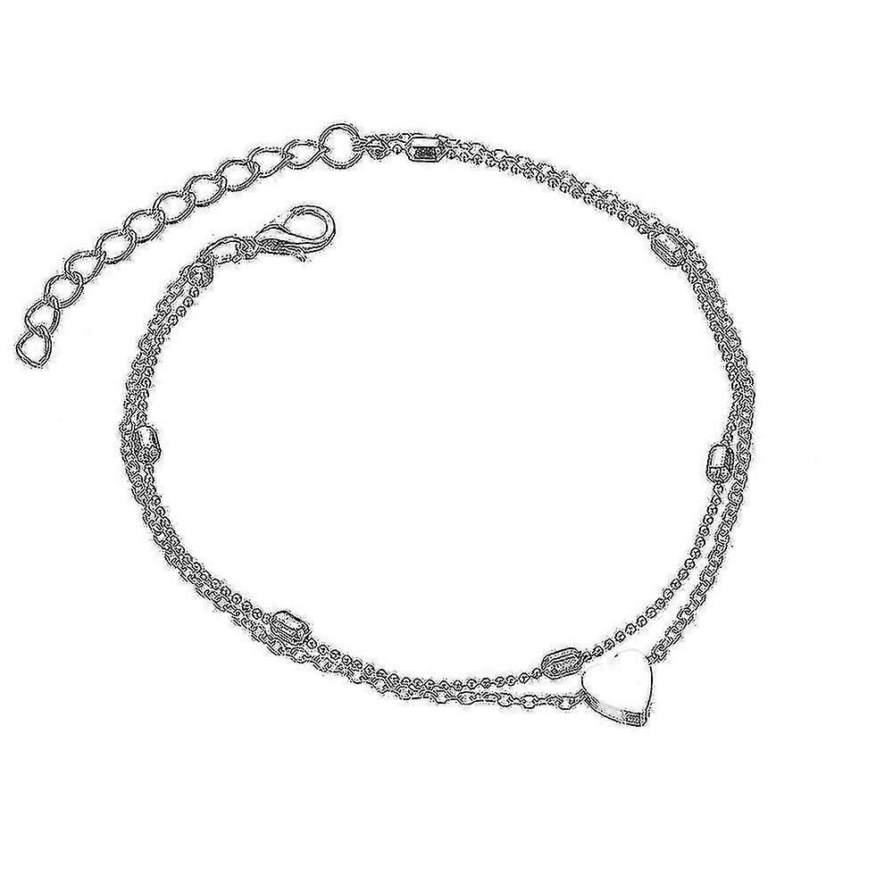 Double Heart Crystal Anklet Vintage Pearl Necklace For The Beach, Also Works As Bracelet Jewelry For