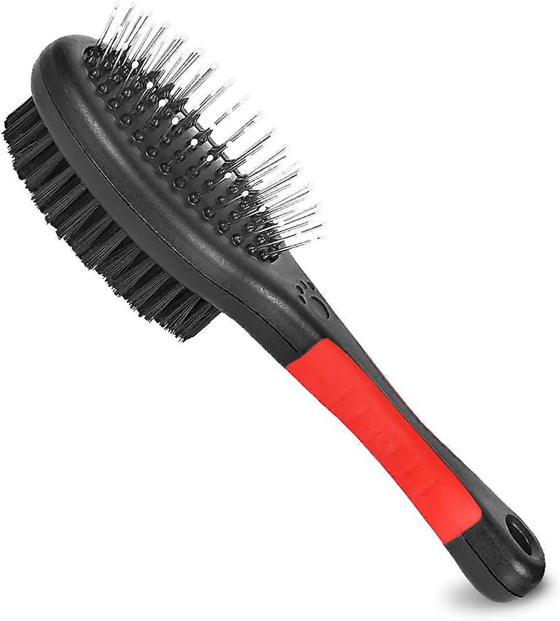 Dog brush for grooming 2 edge needle and bristles to remove shed long and short hairs