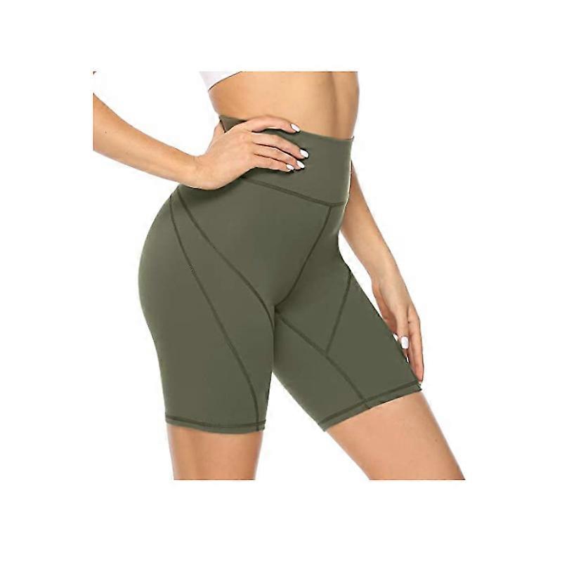 Womens High Waisted Gym Shorts - Running Shorts with Inner Pockets, Non See Through Yoga Cycling Shorts for Women,Green (Armygreen)