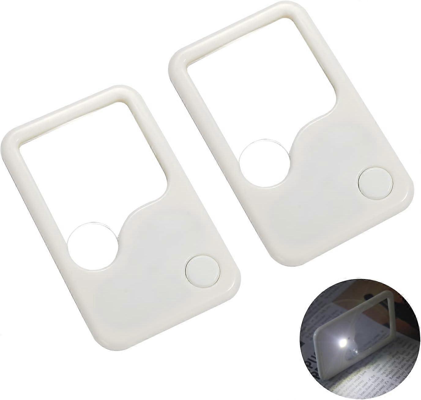 4X 2X Pocket Card Type Portable Magnifying Glasses with Light,2 Packs Small Mini Magnifiers for Reading, Jewelry, Puzzle, Experiment, Investigation, M