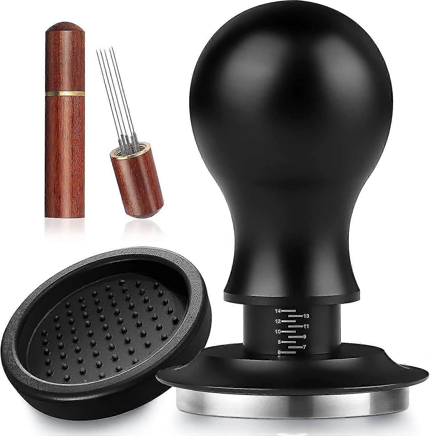 Espresso Tamper 51mm, Presse Caf en Acier Inoxydable, Tamper Expresso Ressort avec chelle, Tamper Set pour Machine caf avec Coussin Silicone e
