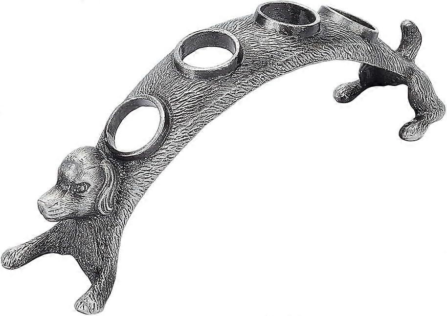 4-Hole Zinc Alloy Wine Cork Display Rack Wine Stoppers Decorative Holder Stands Dog Antique Silver 7.3x18.8x4.85cm