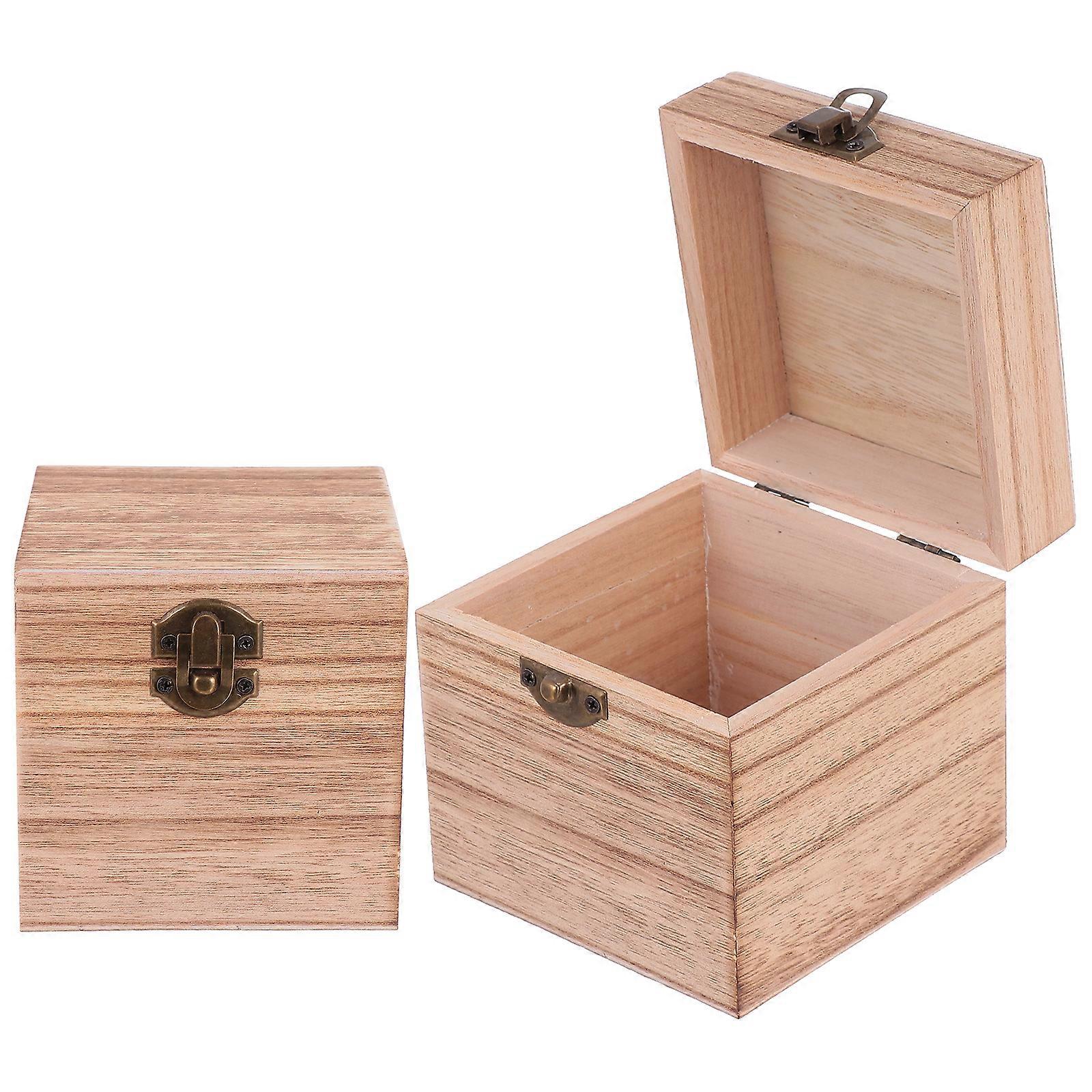 1 Set 2Pcs Simple Vintage Wood Gift Storage Boxes Exquisite Packing Boxes