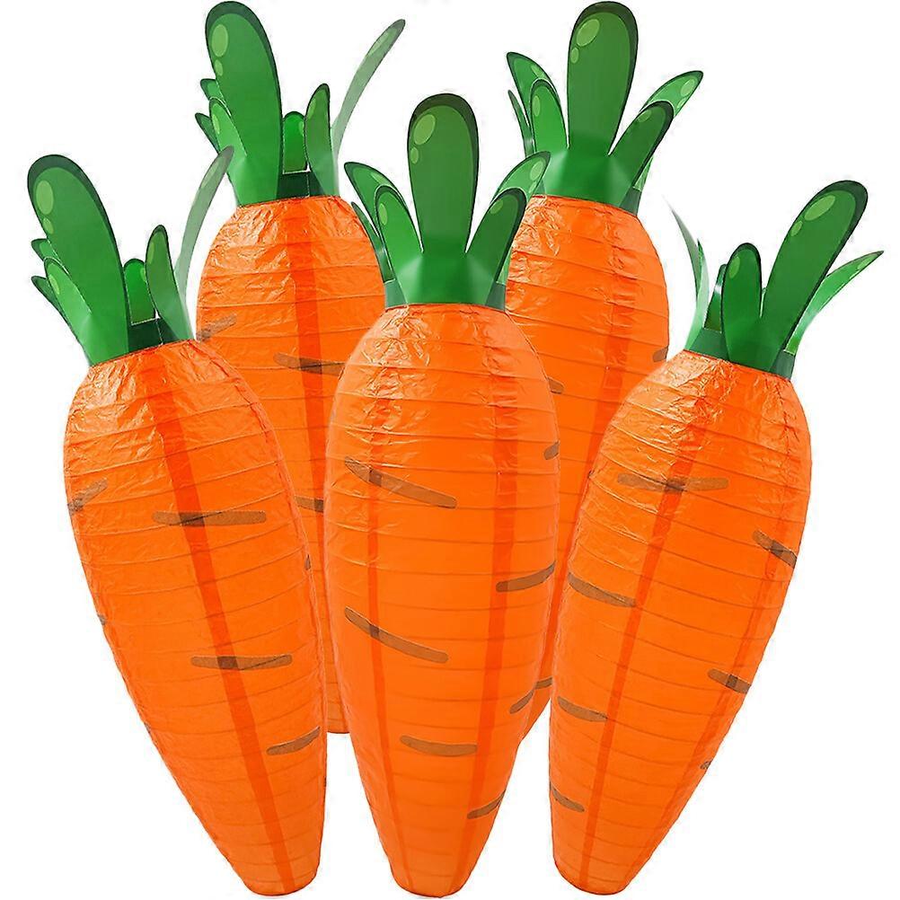 5pcs Easter Decorative Lantern Carrot Shape Paper Lantern Folding Lantern Party Decoration