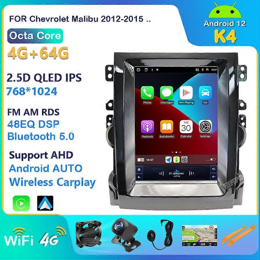 For Chevrolet Malibu 2012-2015 Tesla Style Car Radio Android 12 Carplay Multimedia Video Player Navigation BT 6G 128G