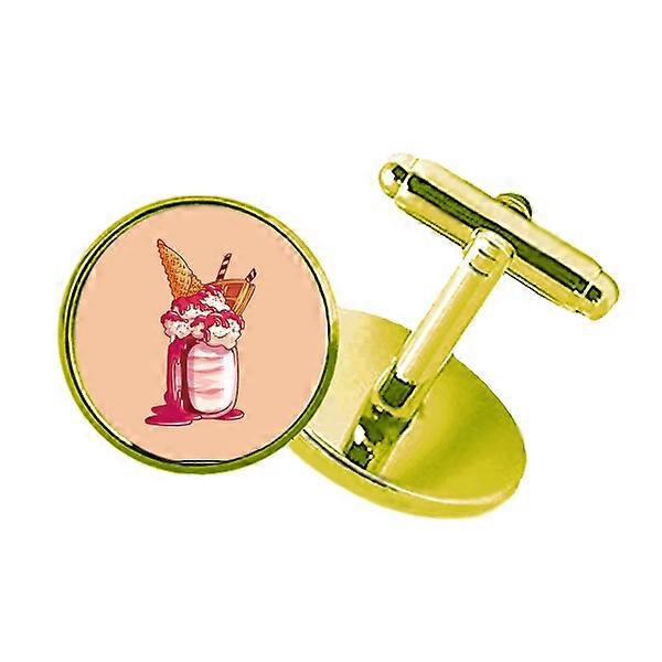 チョコレートビスケットアイススタッズビジネスメタルカフリンクスゴールデン