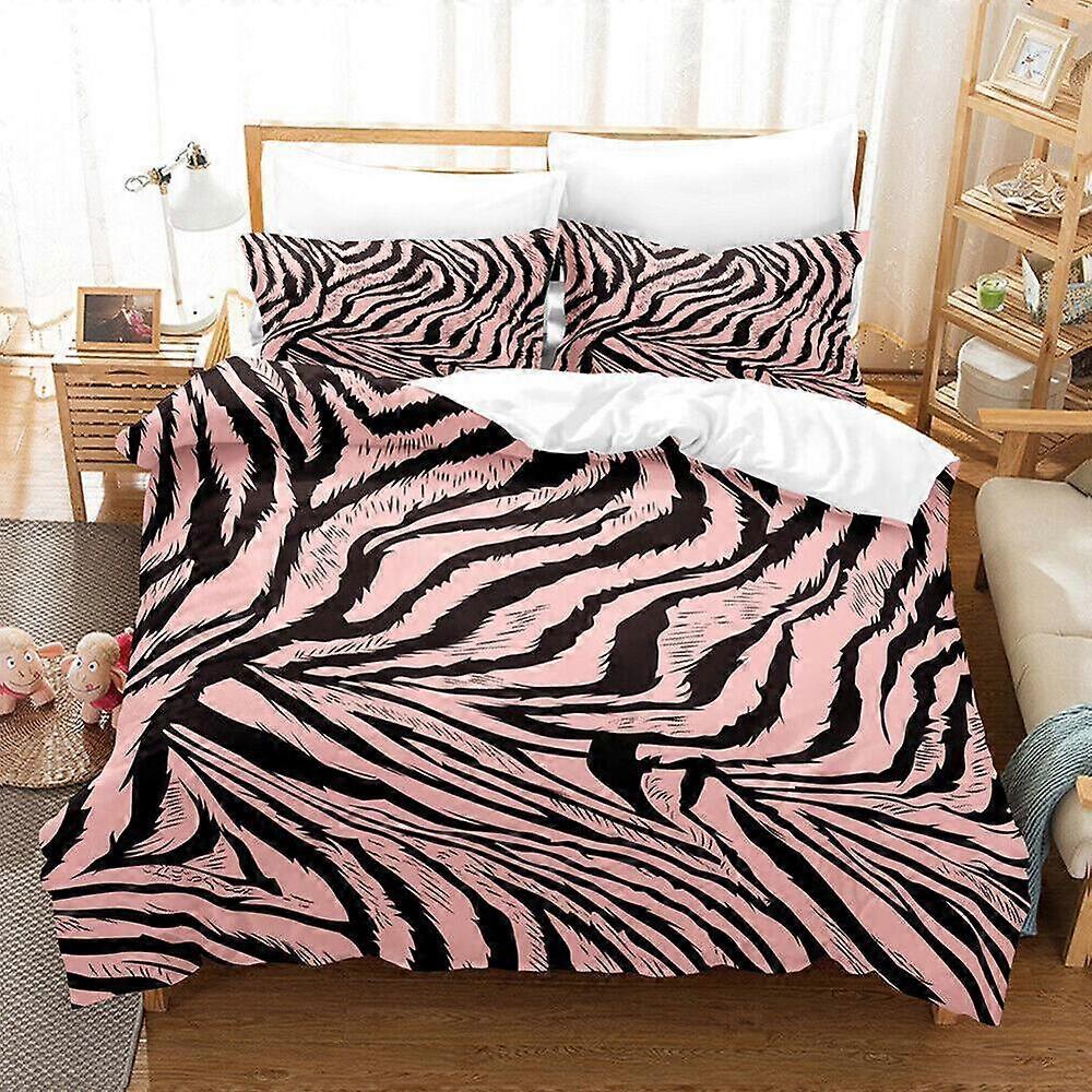 v4816 Lençóis Rosa Zebra Padrão Capa de Edredão Conjunto Têxteis para Casa Lençóis Macios IU4816