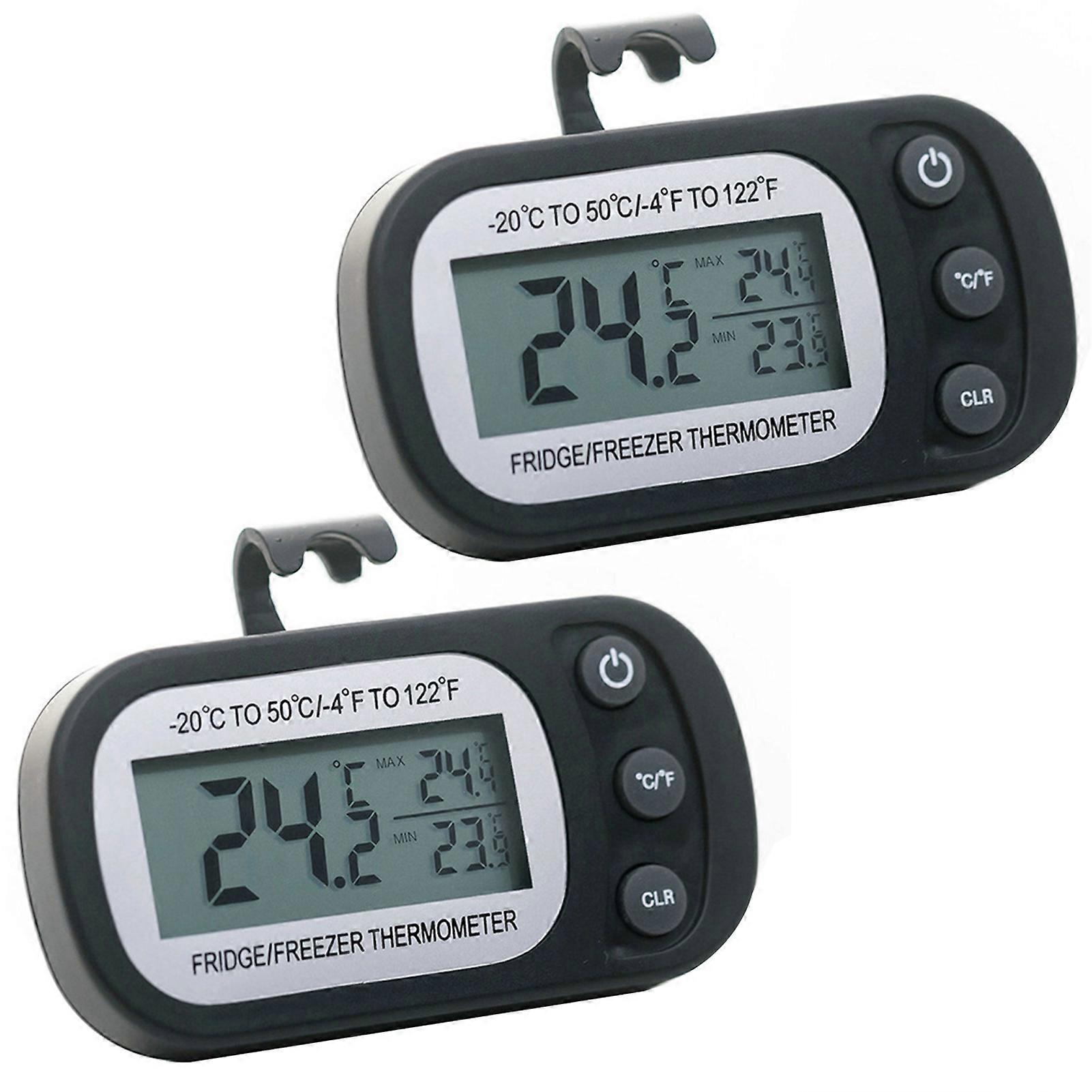 2Pcs Digital Fridge Thermometer LCD Display Max/Min Record Celsius Fahrenheit Conversion Refrigerator Thermometer with Hook Kitchen Restaurants Access