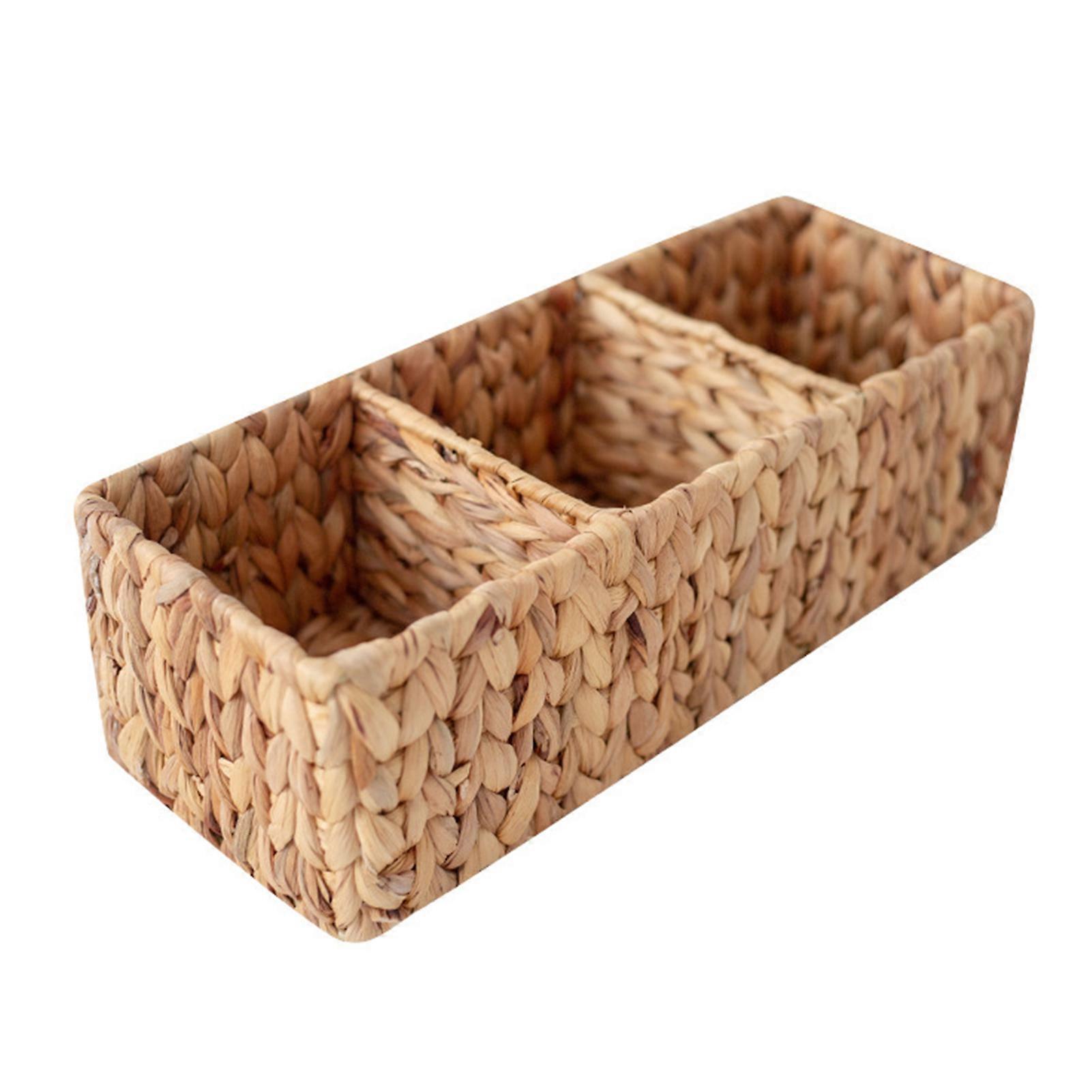 Wicker Basket Woven Divided Basket Eco-friendly No Odor Compact Multipurpose Desk Drawer Organizer Toys Cosmetics Storage Basket