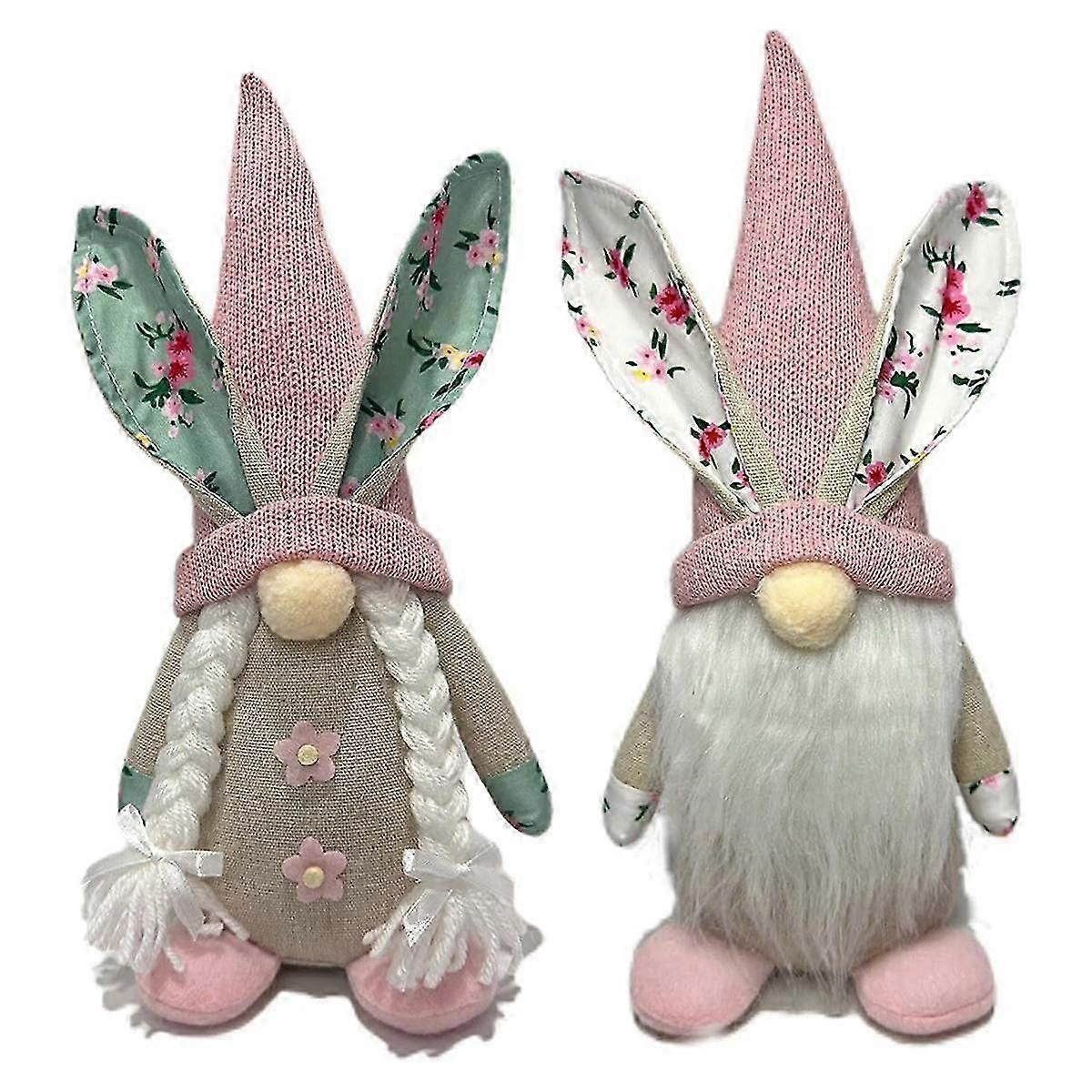 Easter Decorations, 2 Pcs Easter Gnomes Decor, Spring Gnomes Plush Swedish Tomte Elf Stuffed Doll,e