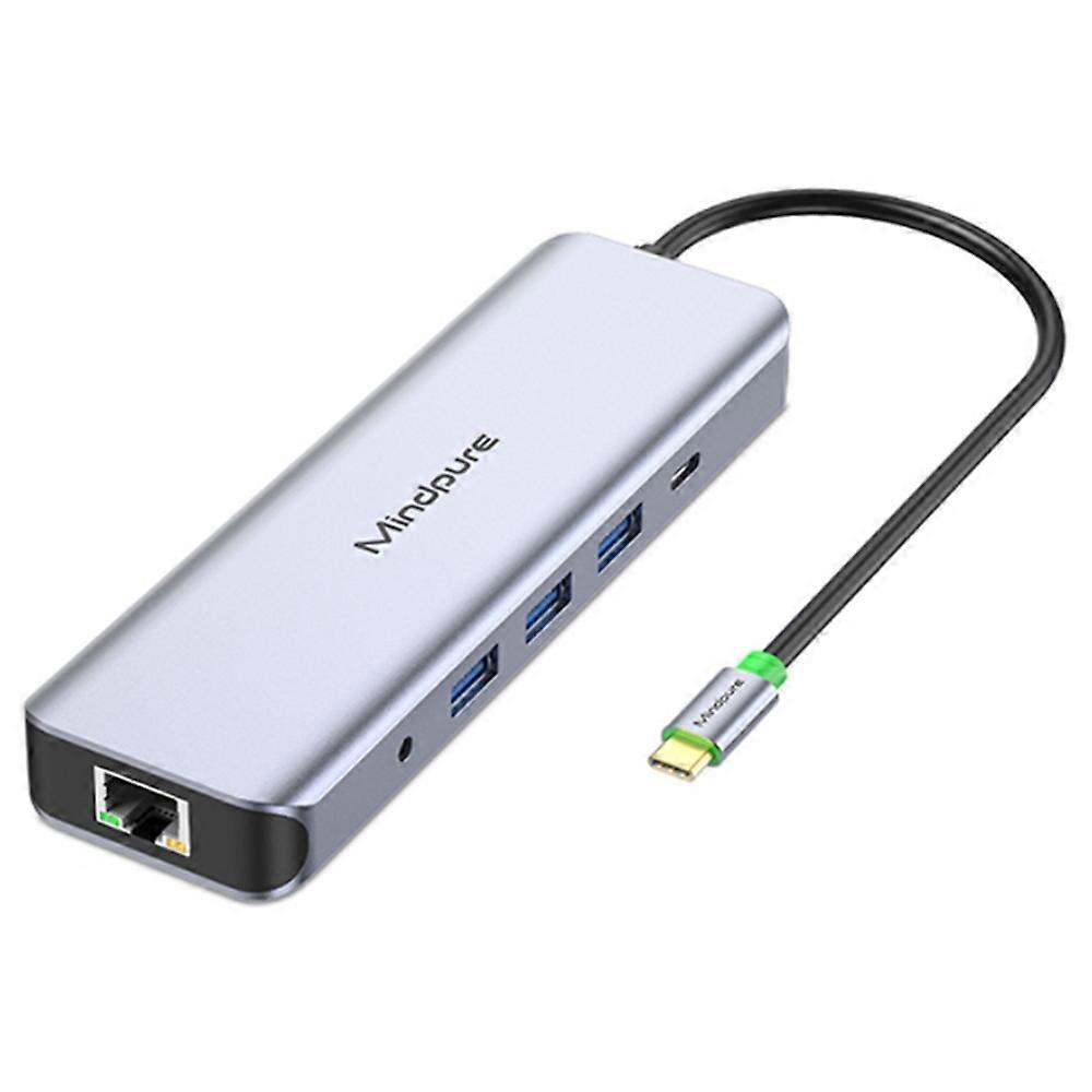 Typ A MINDPURE HU012 11-in-1 Multifunktions-Dockingstation Laptop USB-C Hub, USB3,0x3 + 3,5 mm