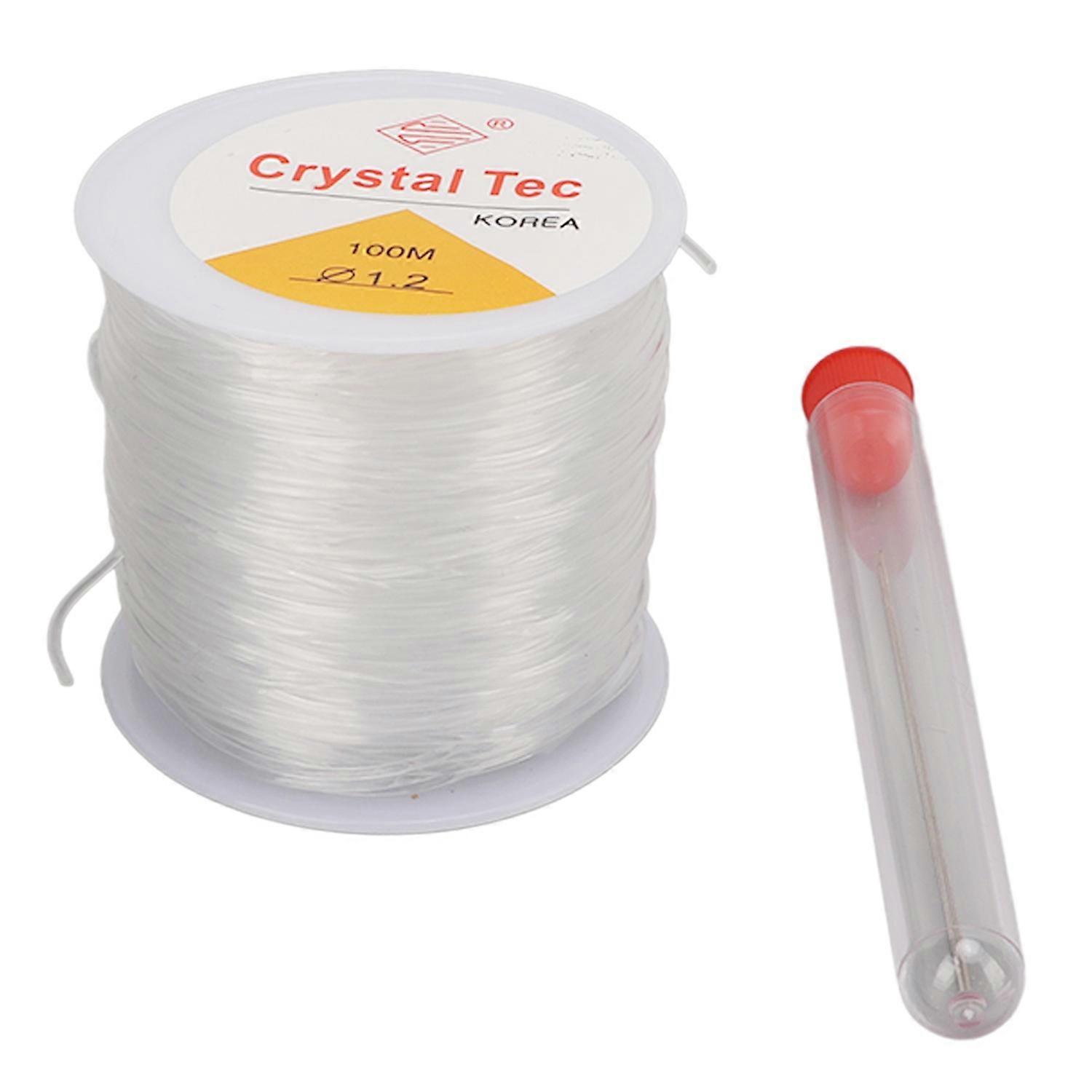 1.2mm Crystal Line String DIY Handcraft Transparent Elastic Round Clear Elastic String with 2 Beads 