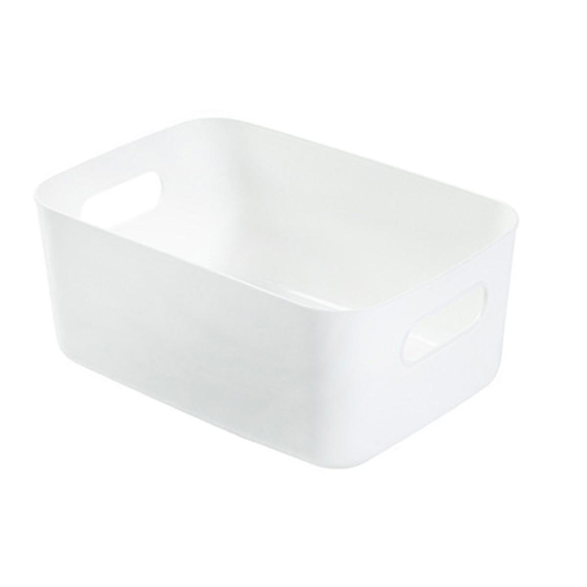 Desktop Storage Basket PP Cosmetic Storages Box Desktops Sundries Organizer with Handle for Household Medium White