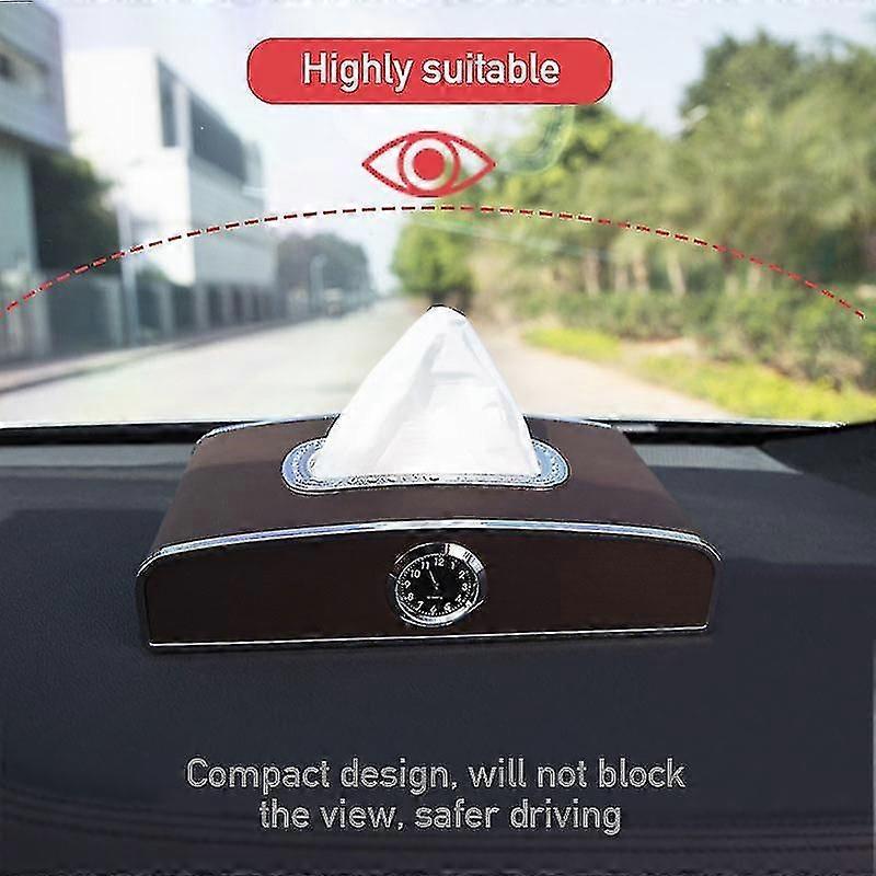 Luxury Tissue Box For Car Napkin Holder Case Auto Storage Handkerchief Boxes With Clock And Temporary Parking Card Car Accessori