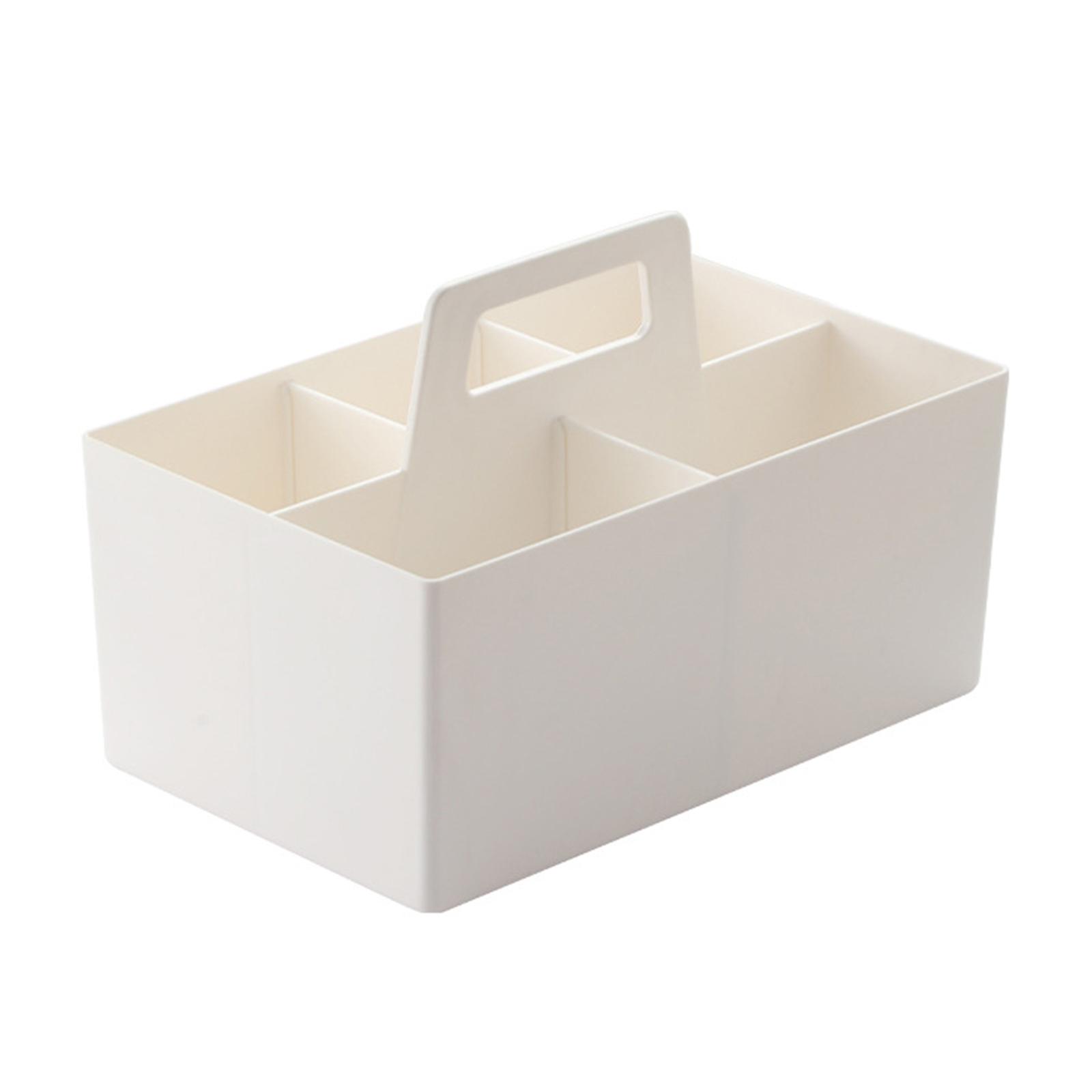 Plastic Bin Baskets for Desktop Arrangement Tabletop Containers Stationery Sundries Sorting Box Cosmetics Organizers White