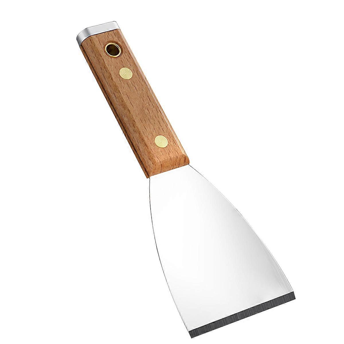 Frying Pan Scraper, Extra-Wide Burger Flipper Wooden Handle