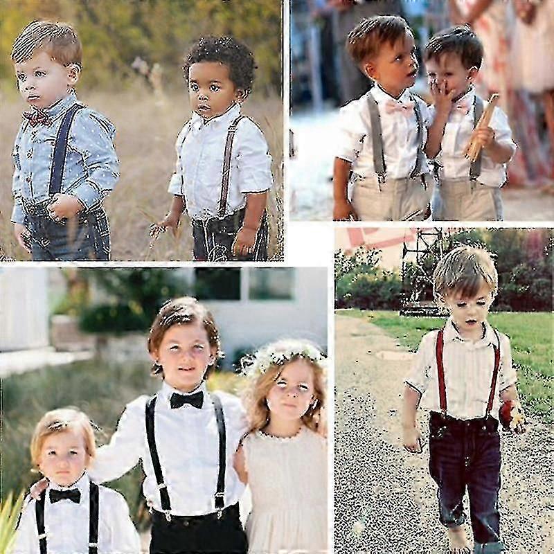 Suspensórios crianças ajustáveis com bowtie