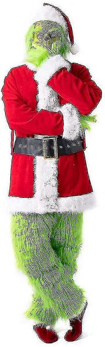 Χριστούγεννα ενηλίκων Grinch κοστούμι παιδιά Santa Claus κοστούμι άνδρες και γυναίκες 7 τεμ κοστούμι που περιλαμβάνει Mask_y υψηλής ποιότητας