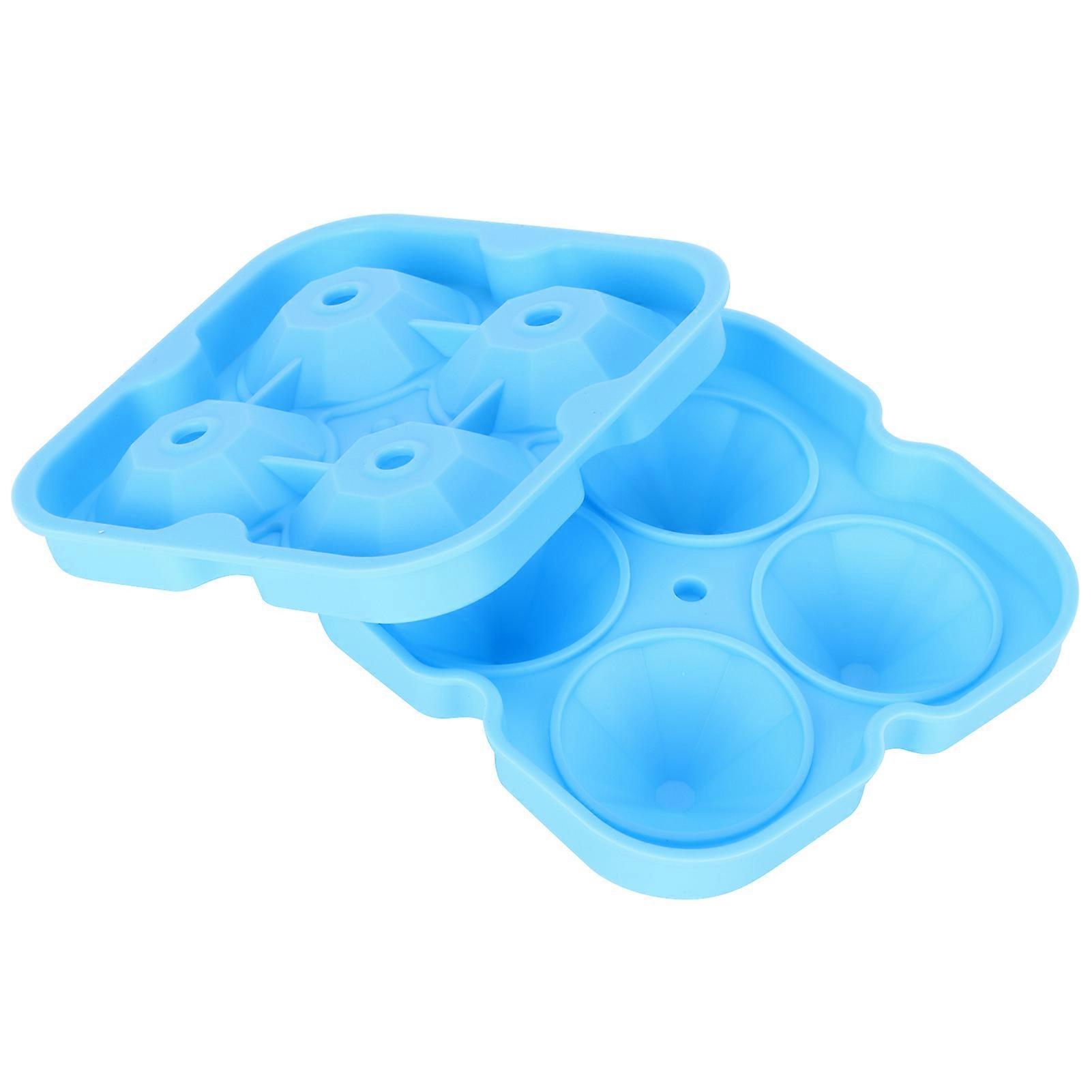 4-Grid Diamond-Shaped Ice Cube Maker Tray for Home Kitchen, BPA-Free Silicone, Easy Release, 4 Ice Cubes Per Tray