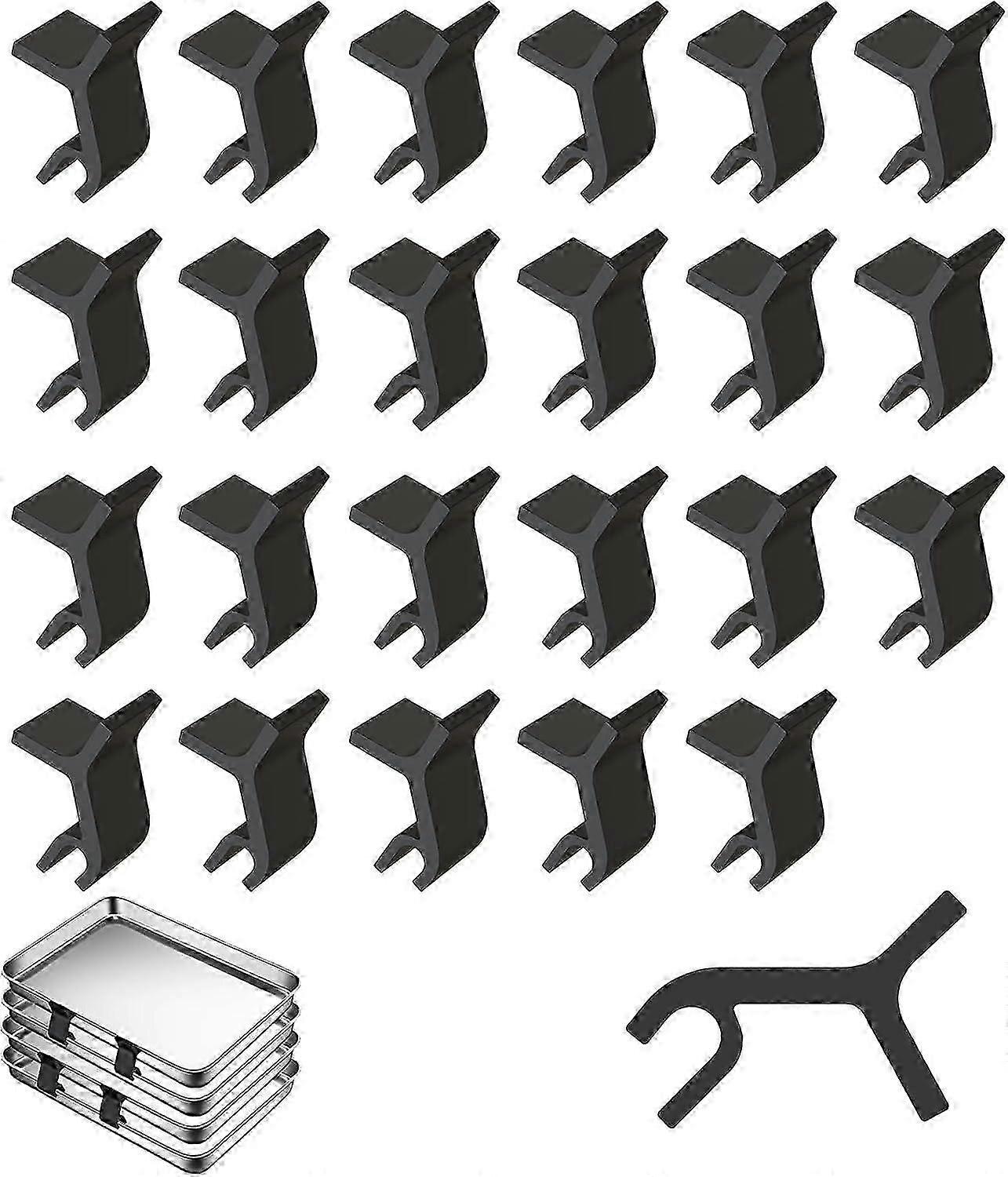 Exquisite24pcs Baking Sheet Stacker Clips, Reusable Baking Tray Stackers, Layered Baking Pan Tray Stacking Holder, Cookie Sheet Divider Organizer