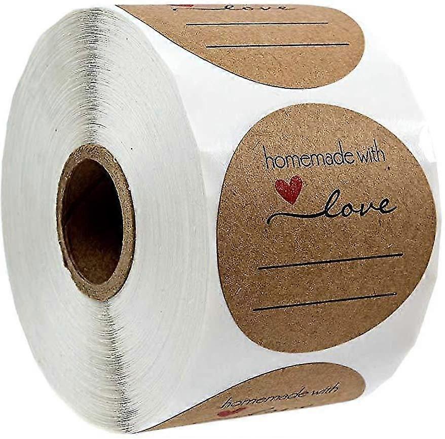 500 قطعة كرافت محلية الصنع مع ملصقات الحب تسمية ورقة ختم ملصقات ملصقات الملصقات جولة ذاتية اللصق ملصقات هدية ملصقات لخبز الزفاف