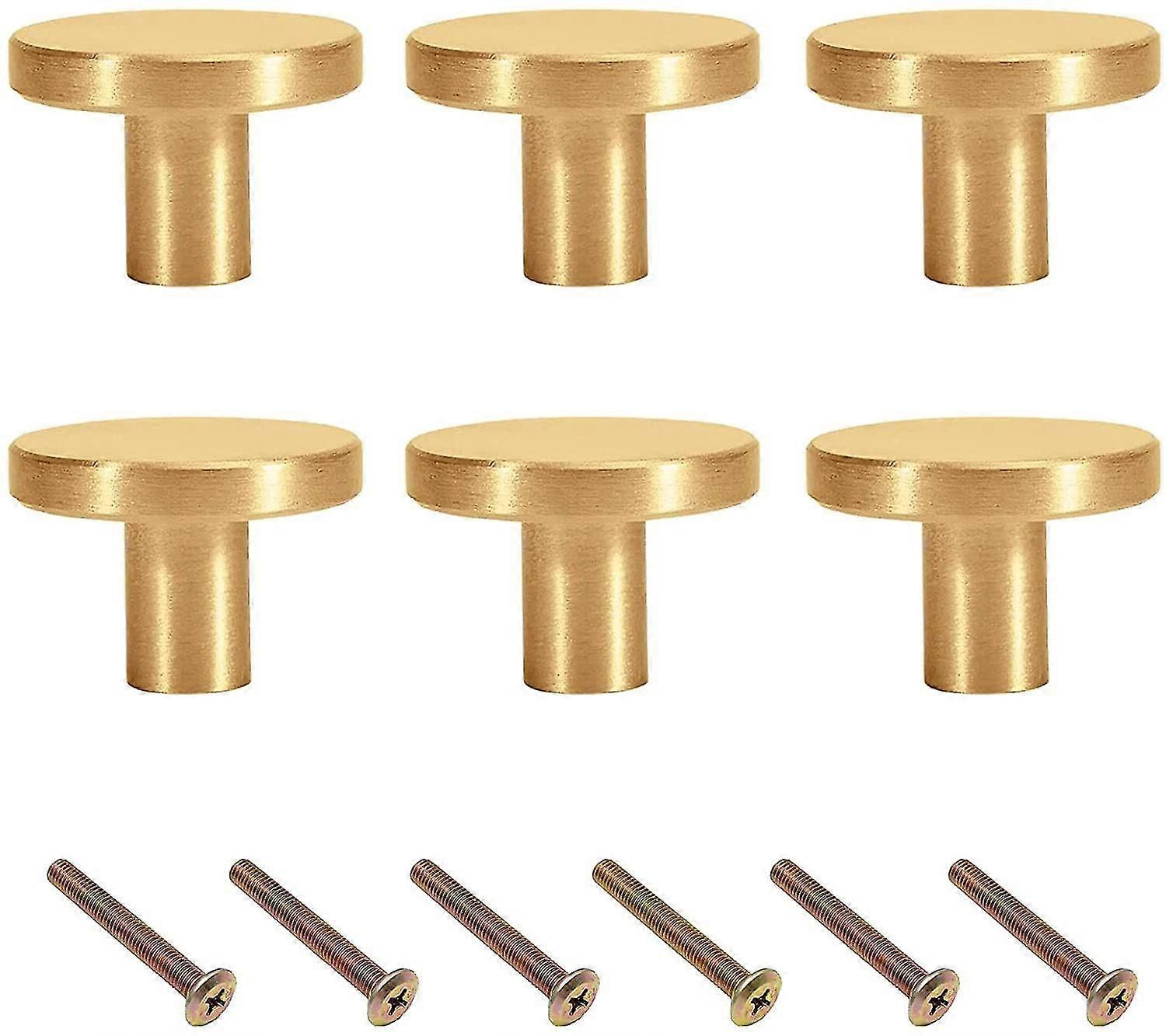 6pcs الذهبي الأثاث مقبض واحد ثقب النحاس مقبض المقبض الذهبي (20 * 20mm النحاس)
