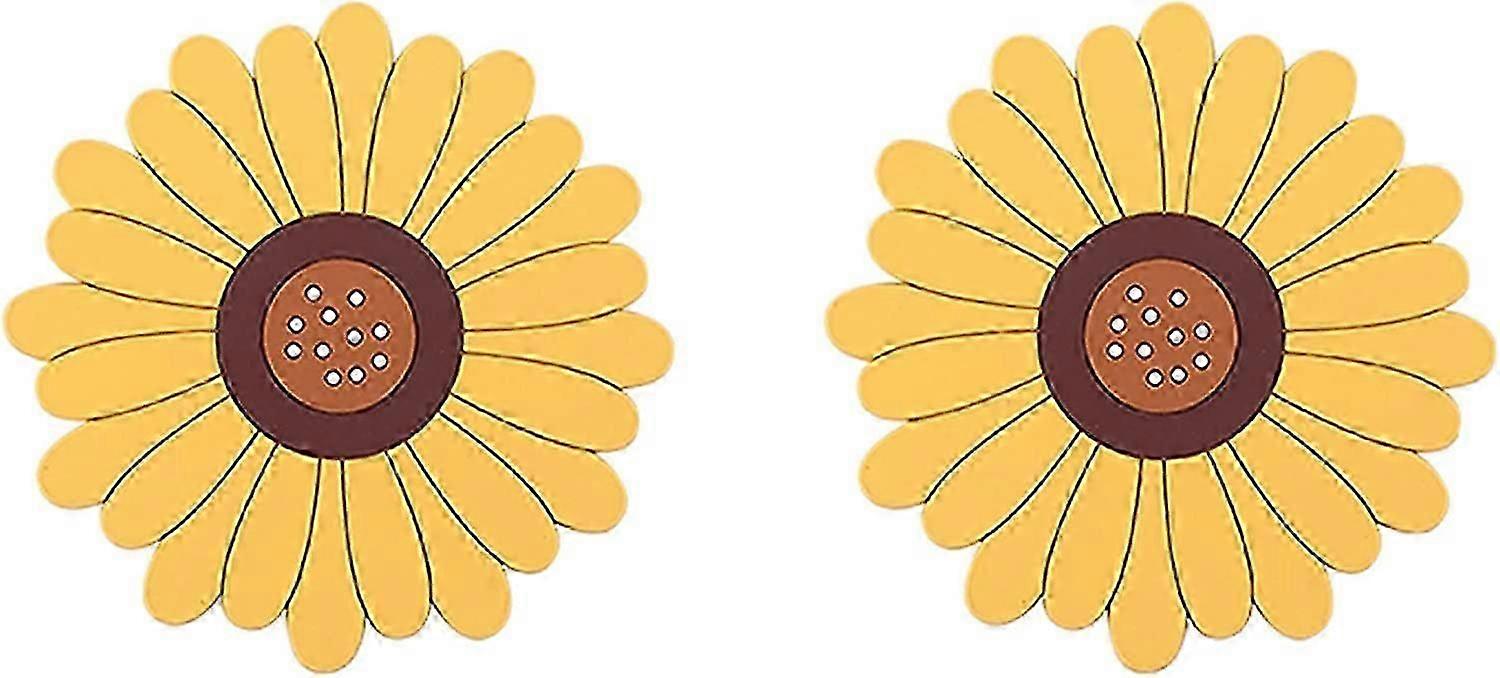 Sonnenblumen-Untersetzer 2er-Pack, Silikon (4", gelb)