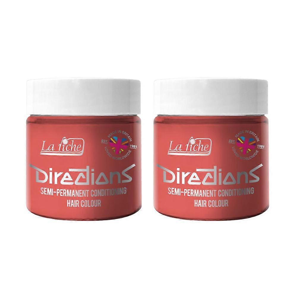 2 x La Riche Directions Semi-Permanent Hair Color 100ml Tubs - Peach