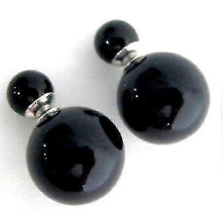 Bridesmaid Double Sided Black Pearl Earrings