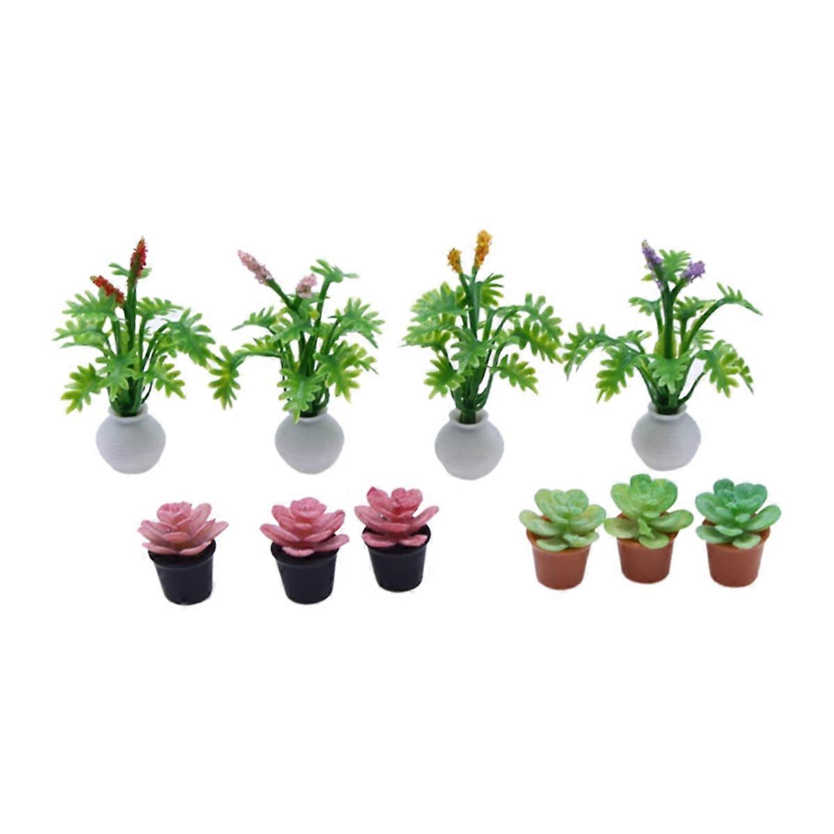 10pcs Mini Artificial Plant Miniature Decorations Flower Decor
