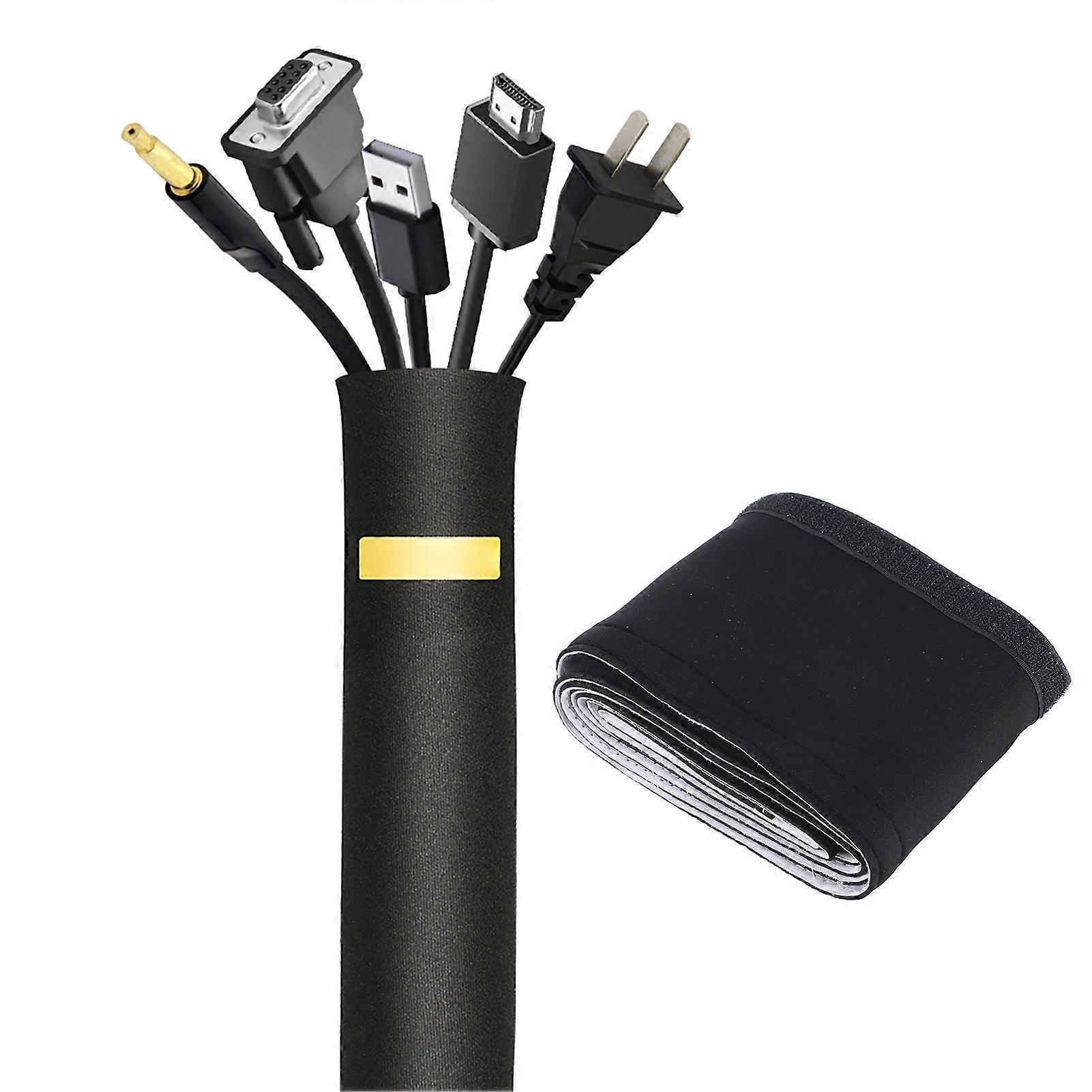 Wire Storage Sleeve 78" Flexible Neoprene Adjustable Cord Sleeves Wrap Cover Wire Hider Con
