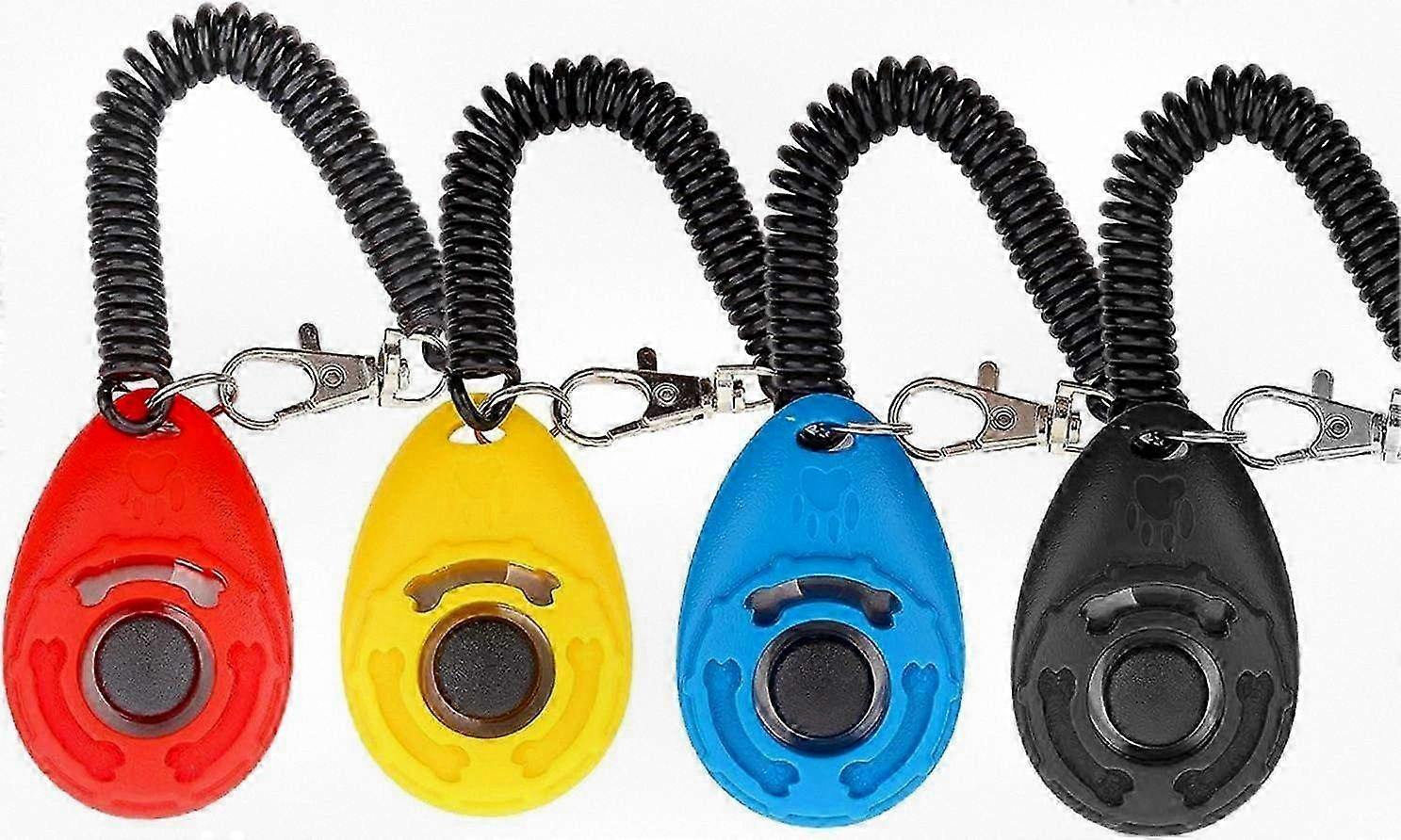 Training Clicker for Pets, 4-Piece Set with Wrist Strap, Multi-Color �C Suitable for Dogs, Cats, and Horses