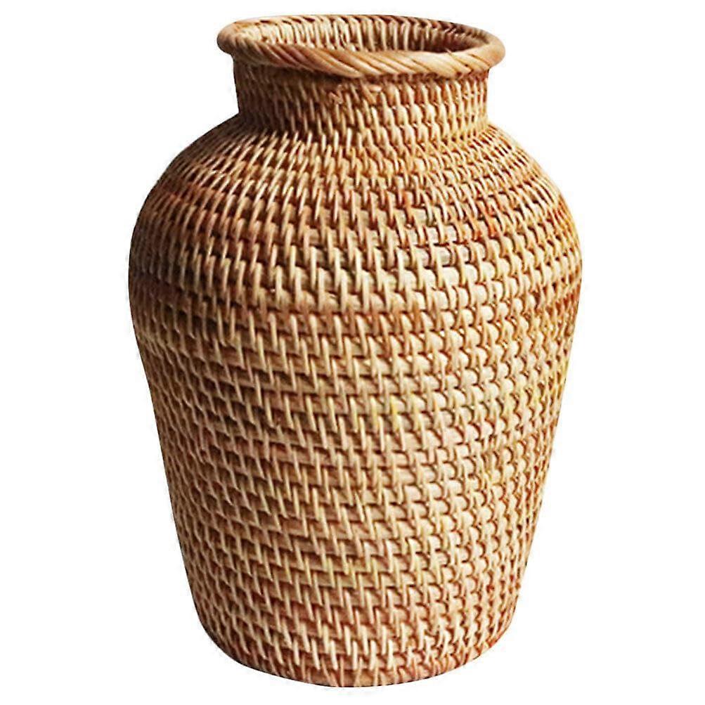 Rattan Handmade Woven Vase for Boho Decor 8.2'' Tall