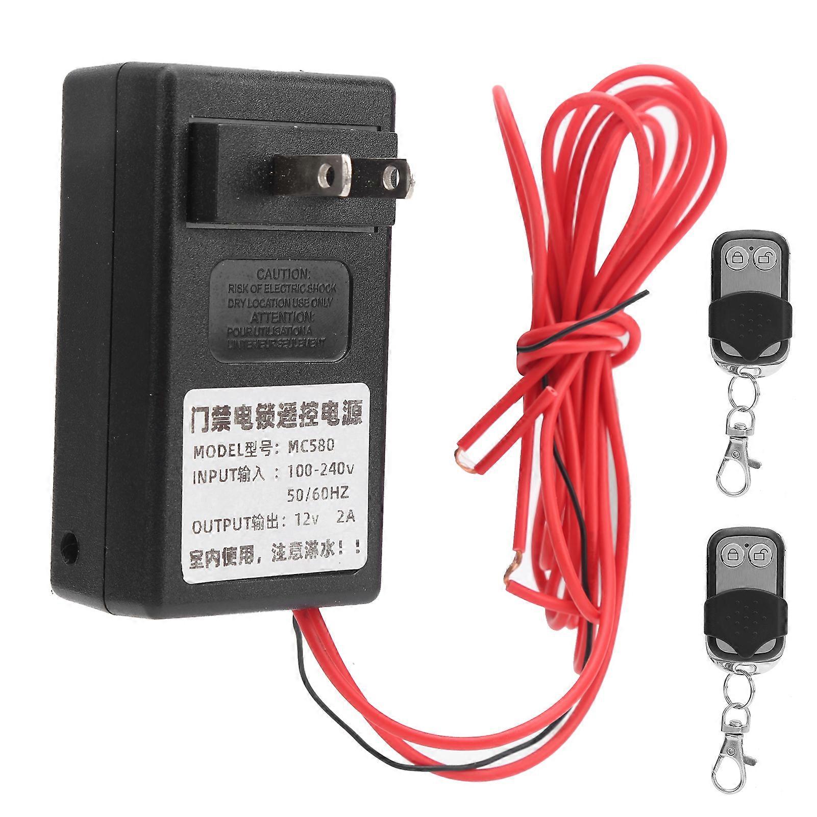 12V Wireless Remote Control Power Supply for Access Control Locks, Dual Button Safety