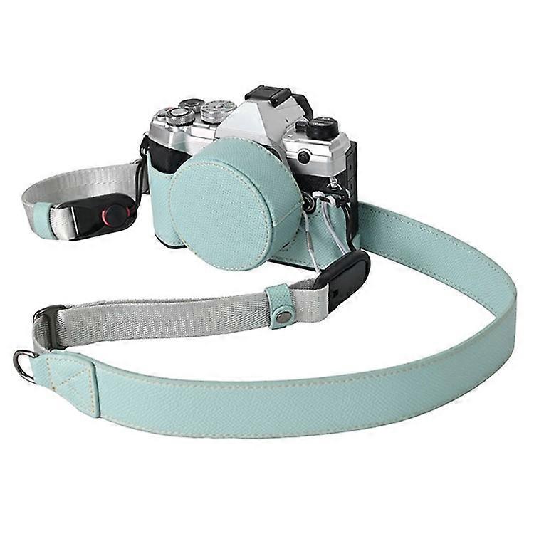 Compatible For Olympus OM-5 Leather Camera Case Half Body Cover with Lens Cap and Shoulder Strap
