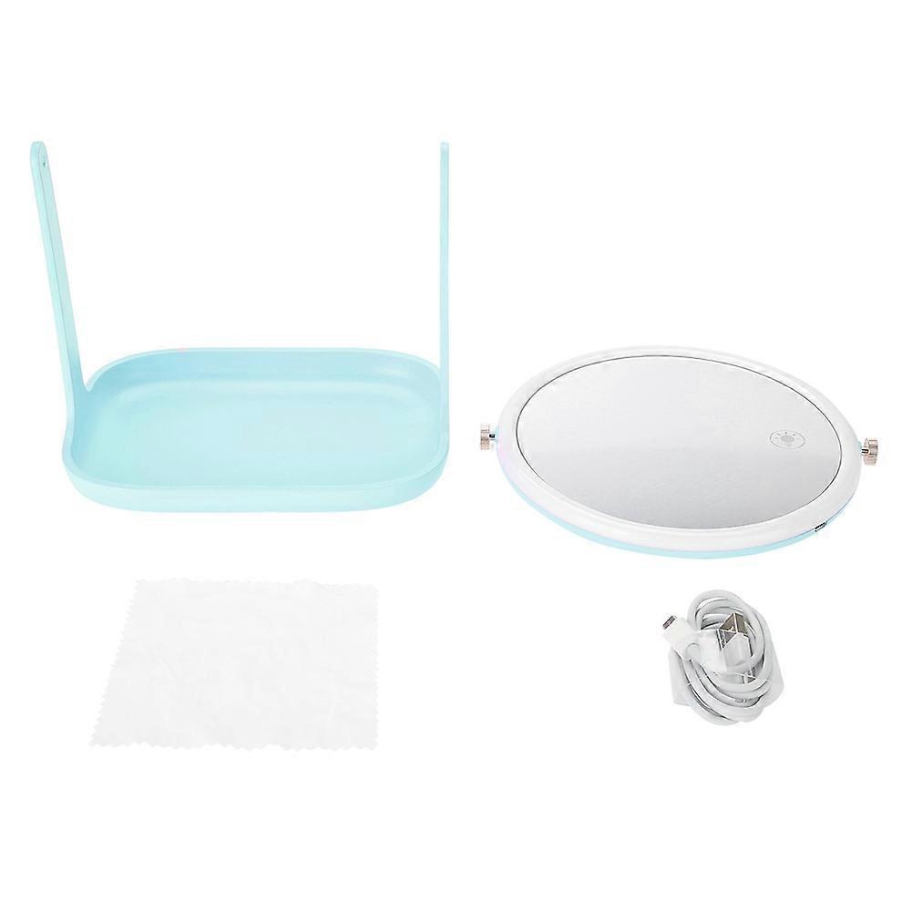 Rotatable LED Makeup Lights Mirror Tabletop Touch Screen Cosmetic Storage Mirror (Blue)