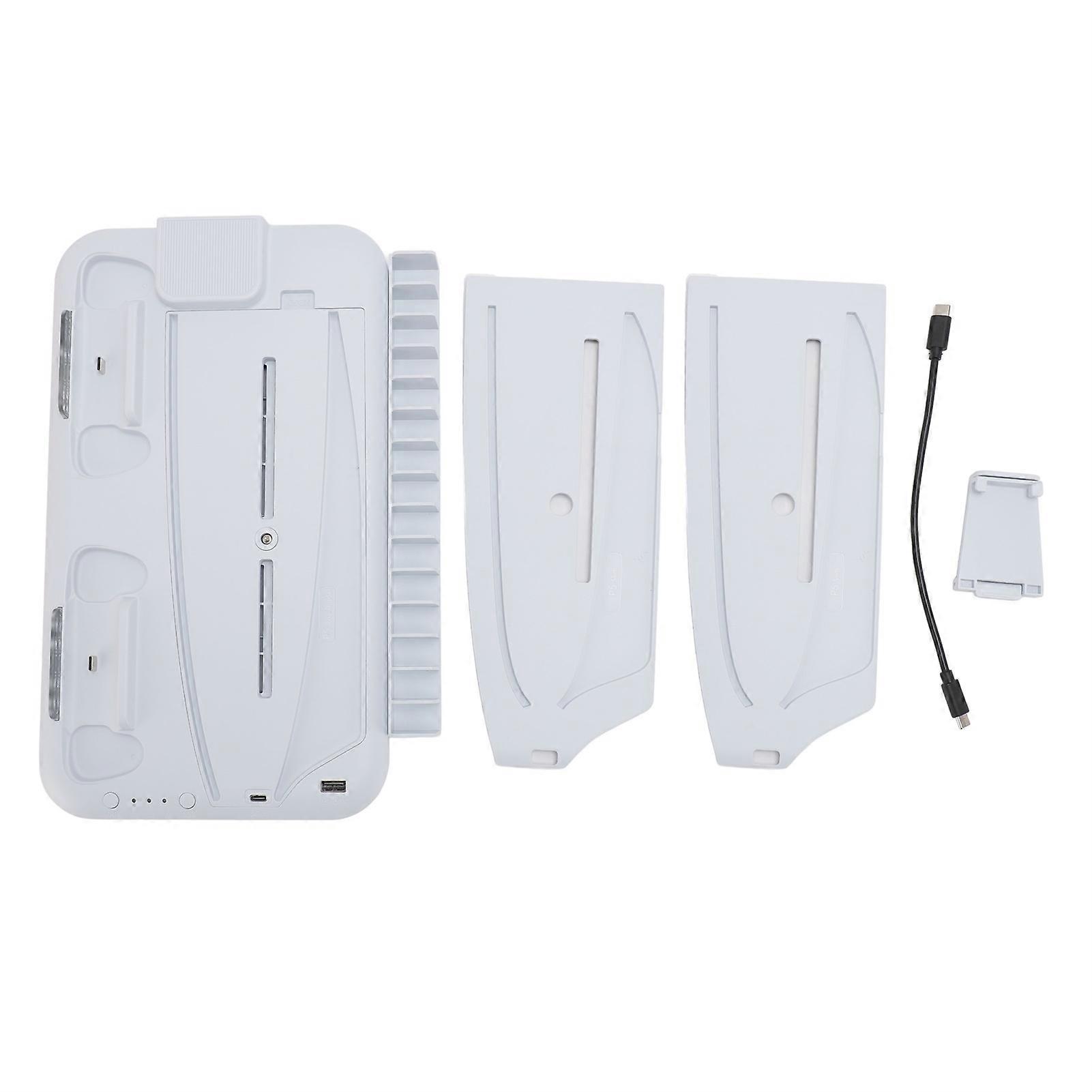 Dual Charging Station for PS5 with Cooling Fan, 15 Game Slots, and Headphone Organizer