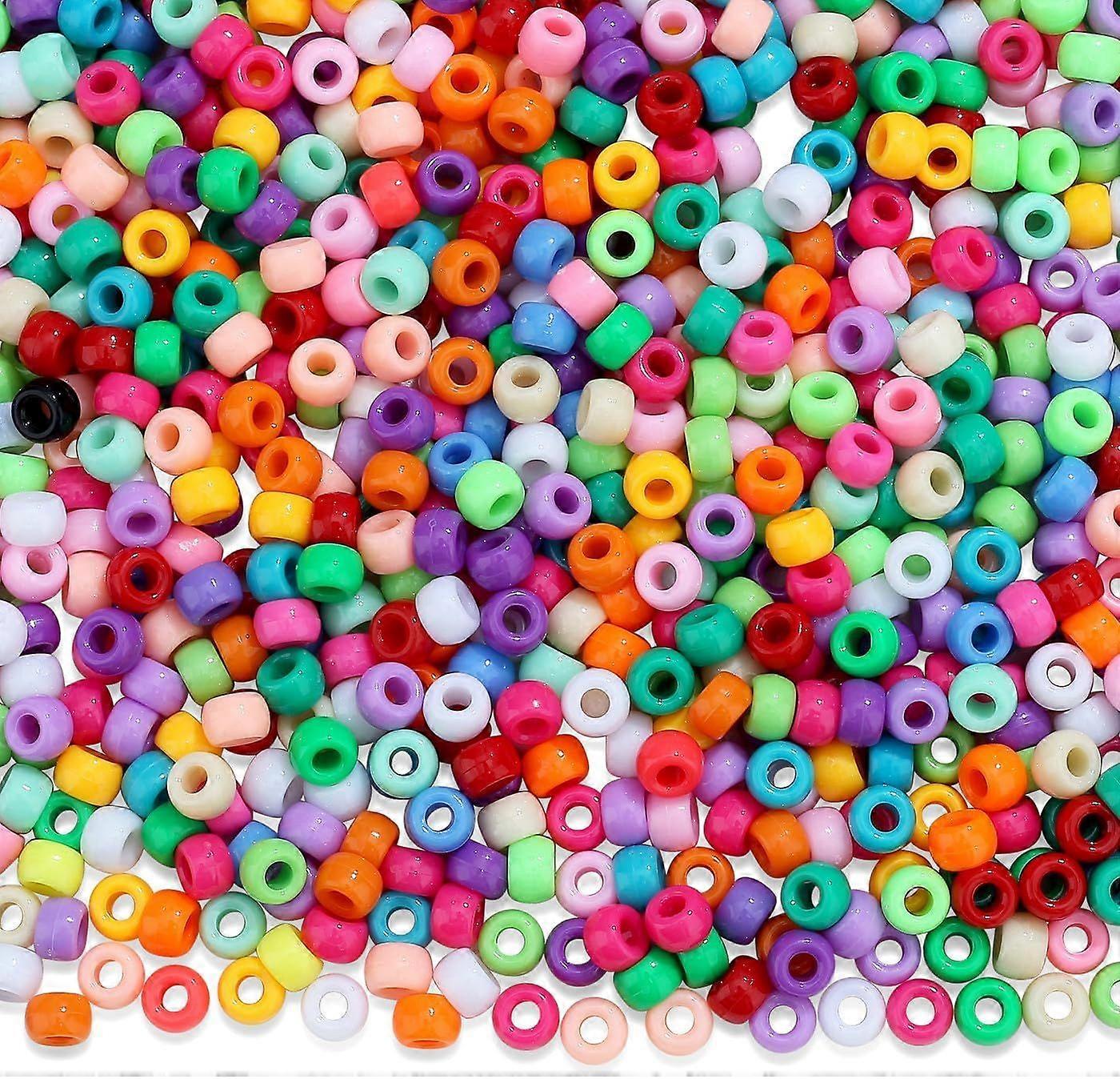 1000Pcs Assorted Pony Beads Bulk Kandi Beads for Bracelet Making Hair Bead for Braids Coloured Mixed Pony Bead for Crafting Bracelets Necklaces Jewelr