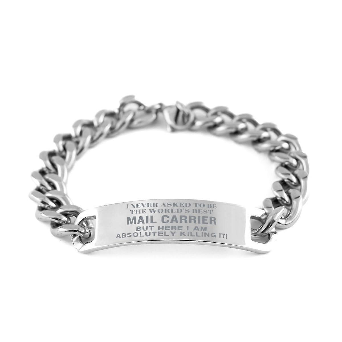 World's Best Mail Carrier Cuban Chain Bracelet Engraved Adjustable Unisex Gift for Mail Carriers