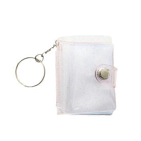 Mini Photo Album Flip Page Sequins Transparent Snap Hanging Ring 16 Pockets Card Photo Holder Memory Gift
