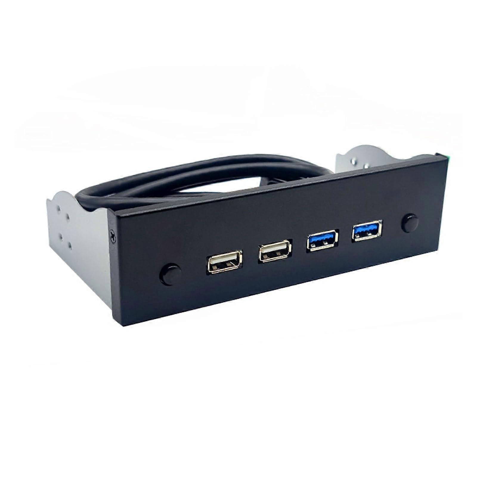 USB C Hub Floppy Drive Front Panel 2 Port USB 3.0 + 2 Port USB 2.019 Pin Connector for 5.25' CD-ROM Bay Desktop 19 Pin/9 Pin to USB Hub Front Panel