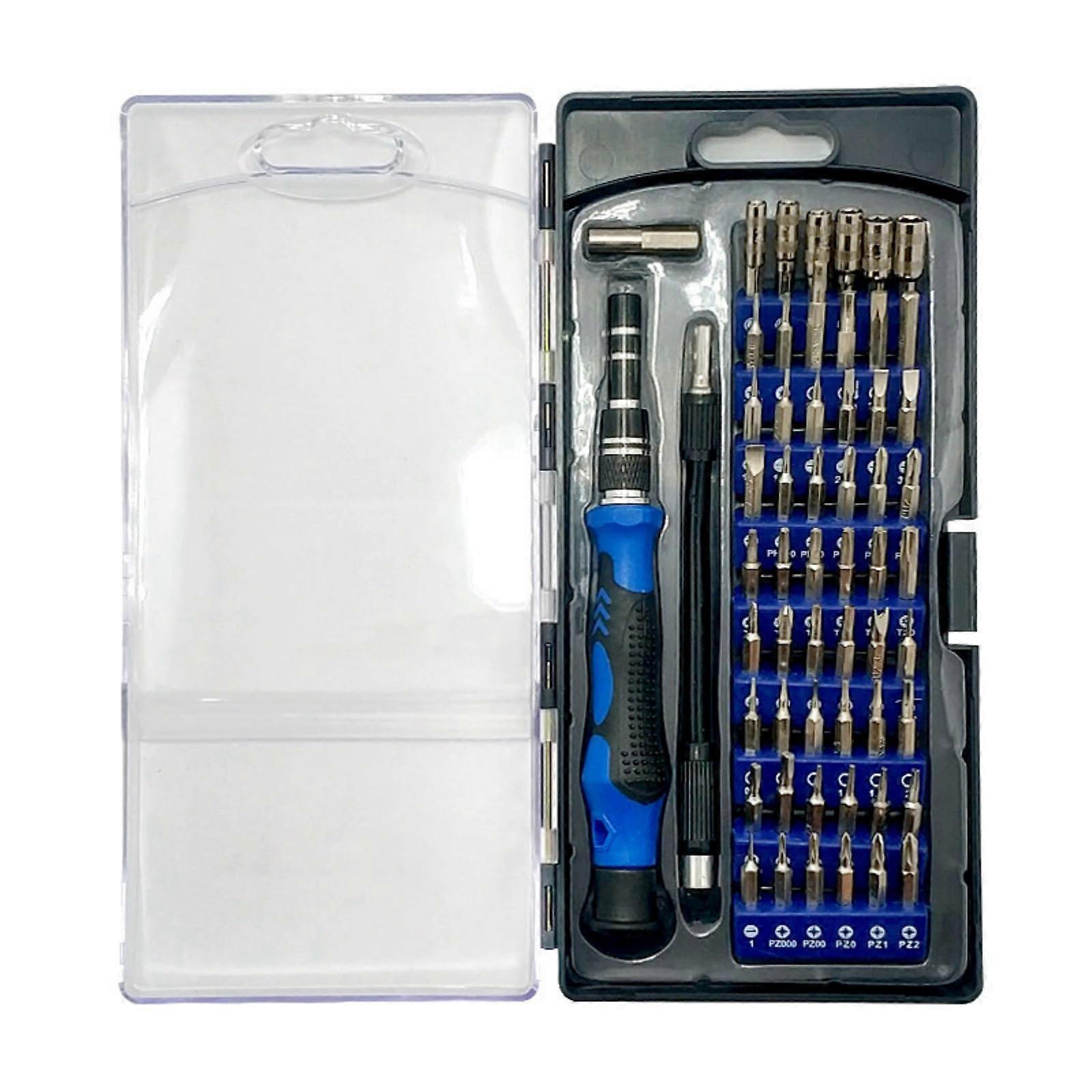 Multi-purpose 58-piece pointed screwdriver set with carrying case for home and on-the-go electronics repairs