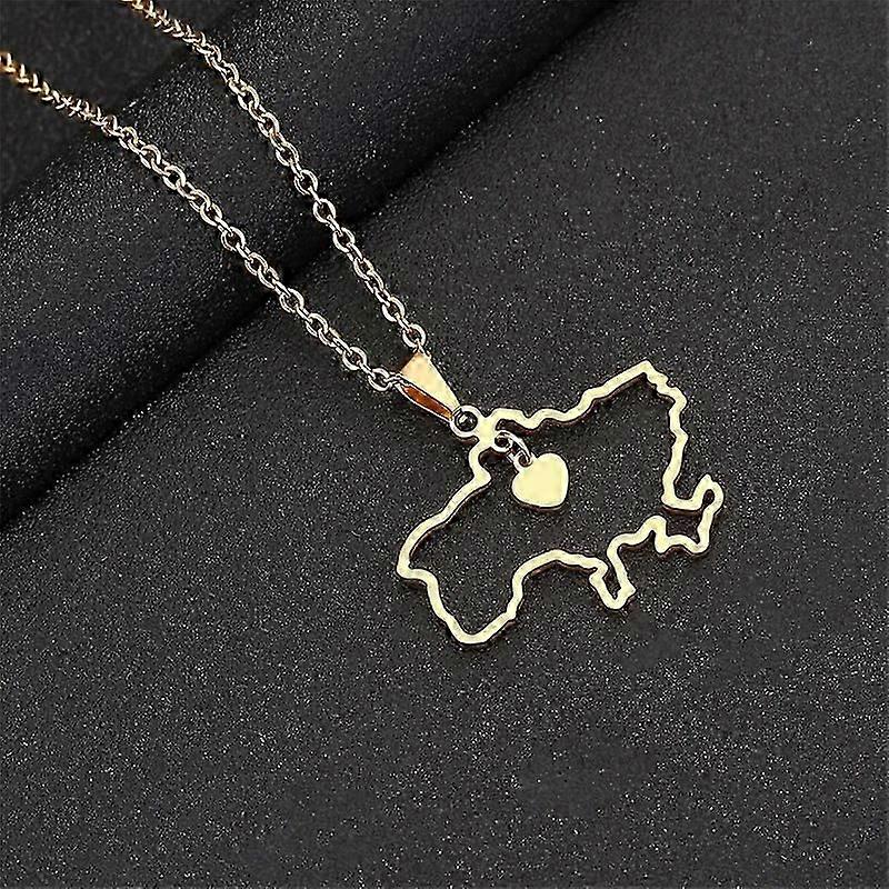 חדש אוקראינה מפת תליון שרשרת לגברים נשים טיטניום פלדה זהב כסף צבע קולר אוקראינה מתאר לב דגל תכשיטי מתנה