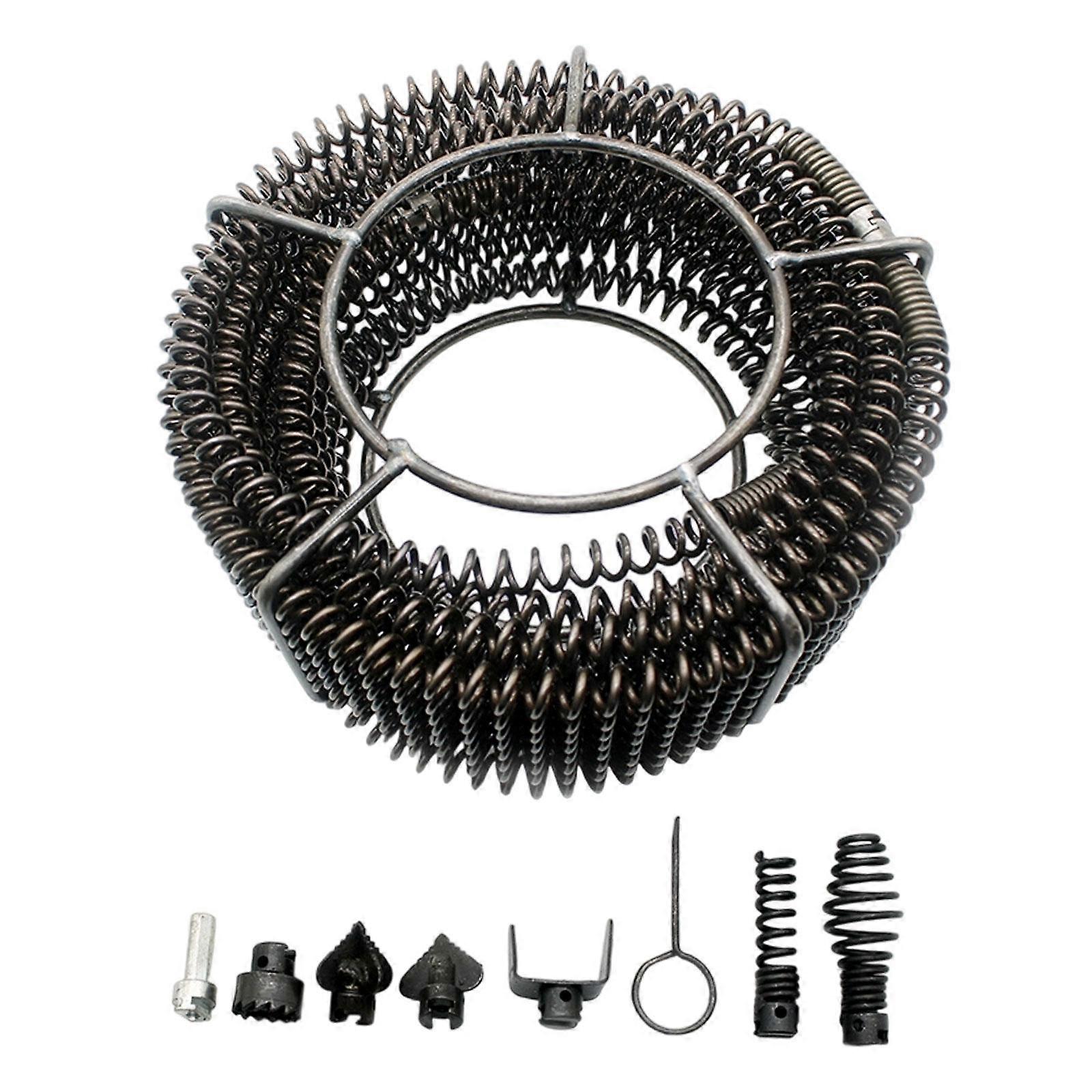 Pipe Dredger Brush Extension Spring Set Compression Spring Household Drain Steel