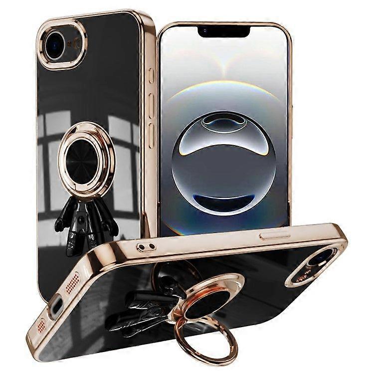 For iPhone 16e Case with Astronaut Ring Kickstand 6D Electroplating TPU Phone Cover