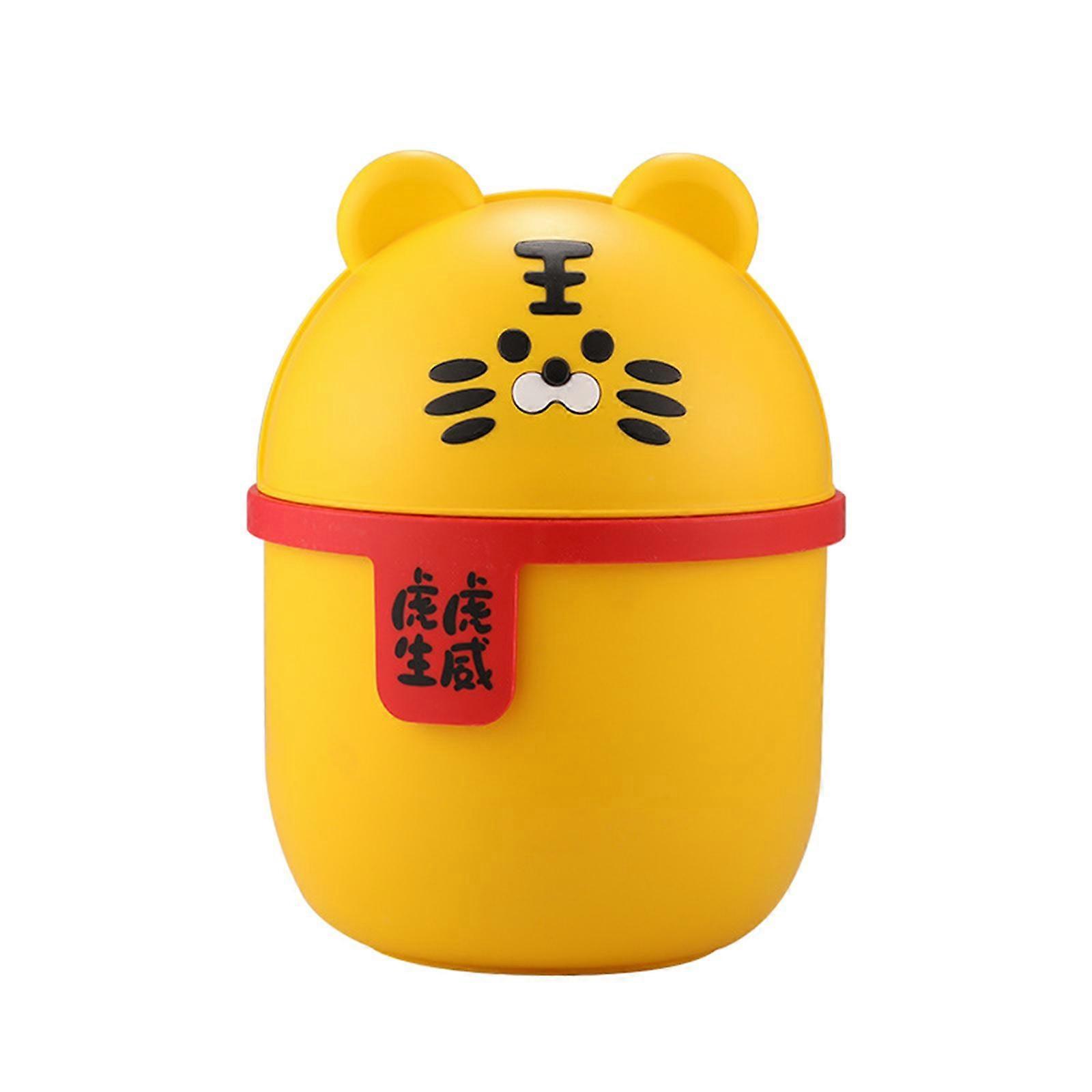 Desktop Trash Can Countertop Garbage Bin Rolling Cover Type Multifunction Bucket