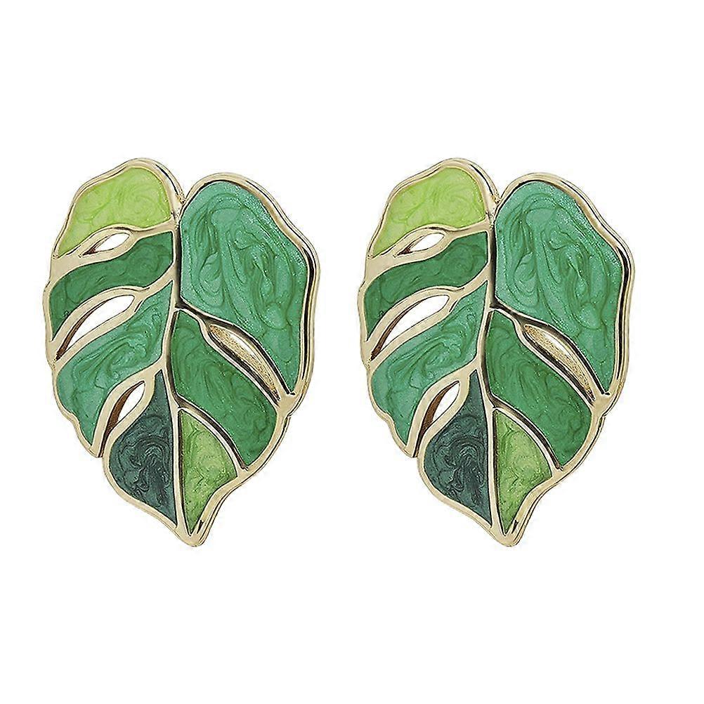 1 زوج المرأة ورقة شكل سبيكة القرط النساء الأقراط الأذن ترصيع اكسسوارات الأذن